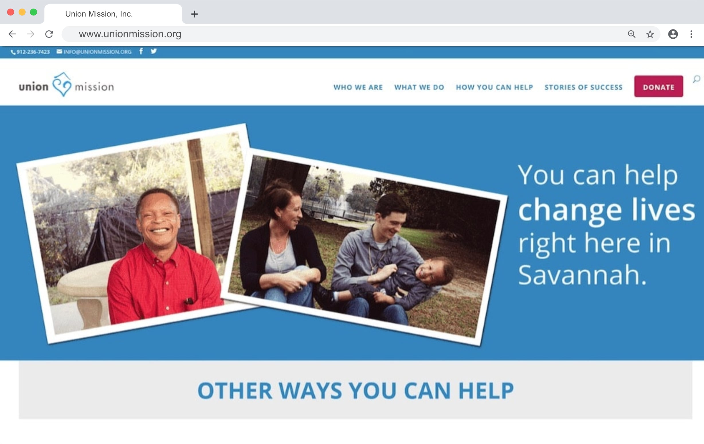 Union Mission website preview
